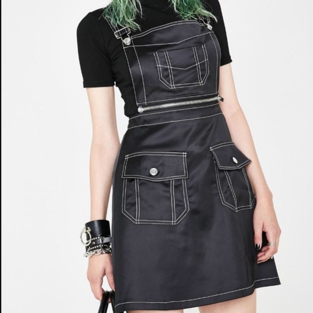 Current Mood Overall Zipper Dress Black